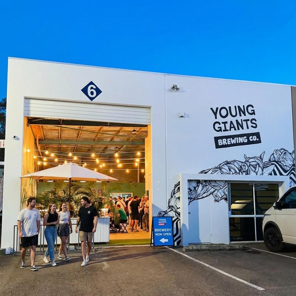 Young Giants Brewery exterior at 13 Runway Dr, Marcoola